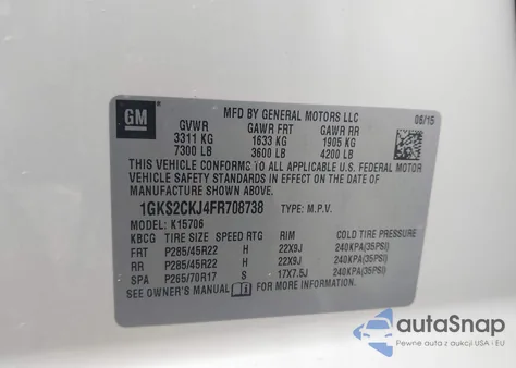 2015 GMC Yukon Denali from USA, damaged, VIN 1GKS2CKJ4FR708738